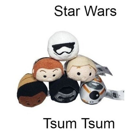 Star Wars Tsum Tsum Stuffed Plush Figures 6 Piece Bundle Set NEW - Picture 1 of 5